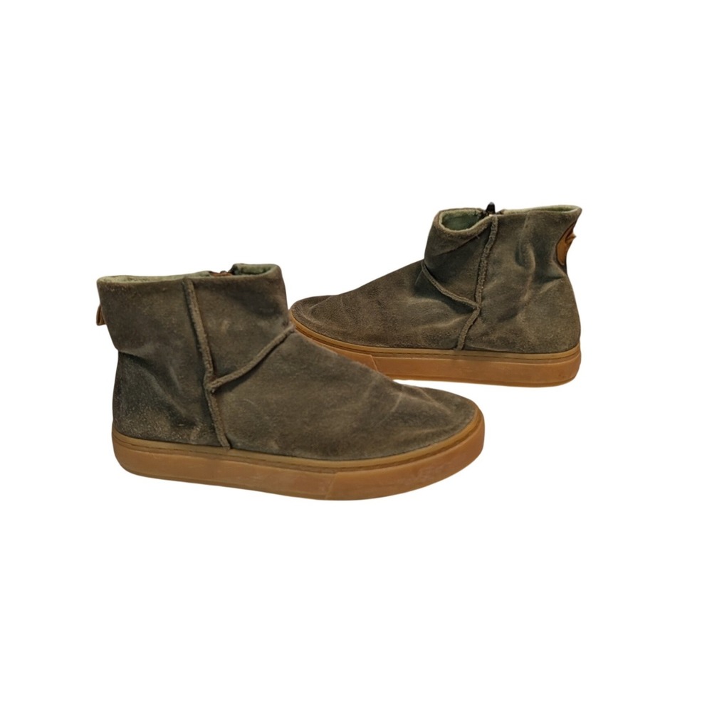 Satorisan Meraki Suede Ankle Boots Olive Green Gum Sole Side‎ Zip EU 41
